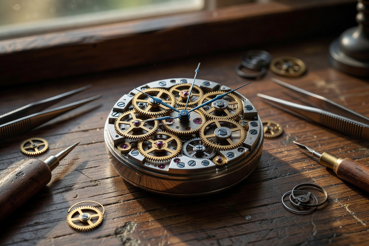 Detailed view of watch gears and hands suggesting careful, personal correspondence