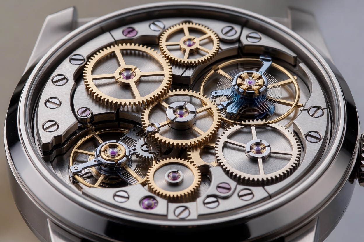 Fine mechanical watch movement with gears symbolising careful stewardship of data