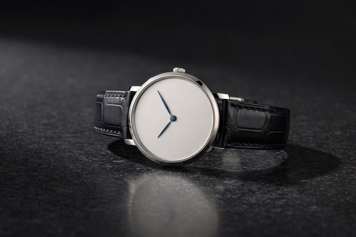 Refined dress wristwatch on a dark surface representing Vacheron Constantin of Geneva