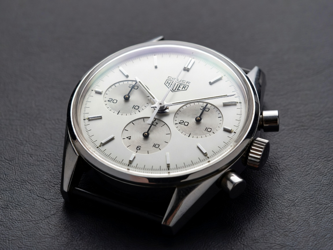 Vintage racing chronograph with clean dial representing the Heuer Carrera 2447